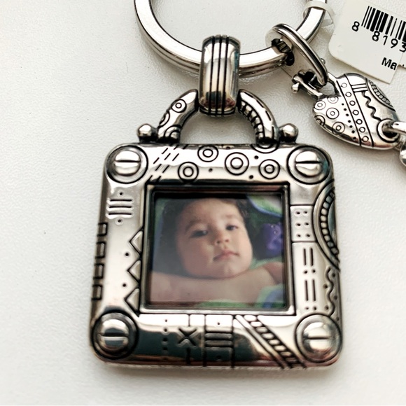 BRIGHTON Manchester Silver Plated Square Photo Charm Key Fob NWT - Picture 6 of 8